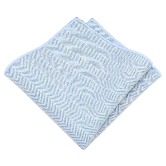 Nyla Blue Herringbone Tweed Pocket Square