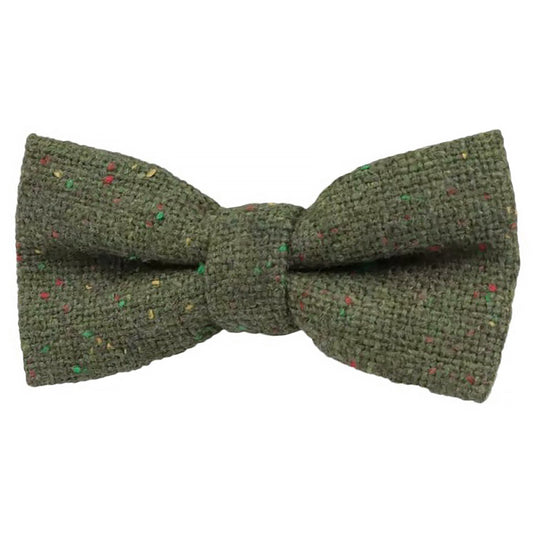 Olive Green Tweed Kids Boys Bow Tie