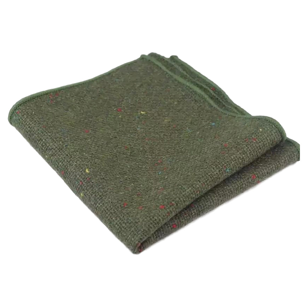 Olive Green Tweed Pocket Square