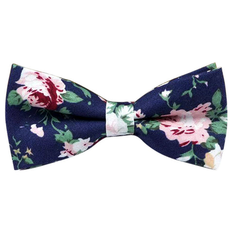 Millie Navy Blue Floral Boys Cotton Bow Tie