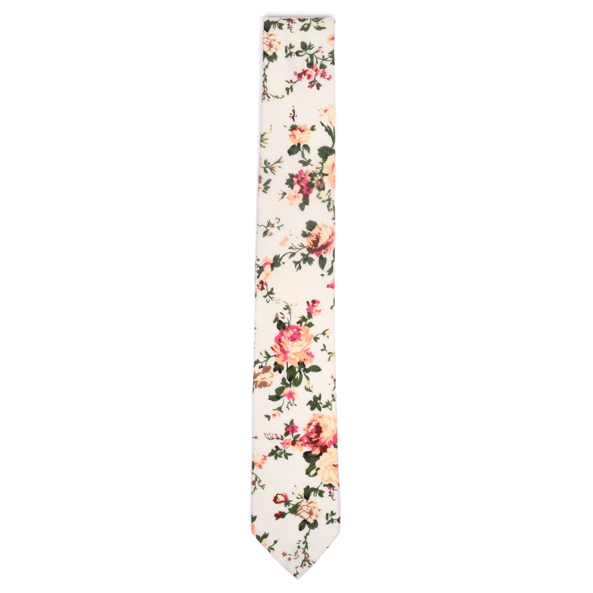 Olivia Cream Botanical Floral Print Cotton Tie
