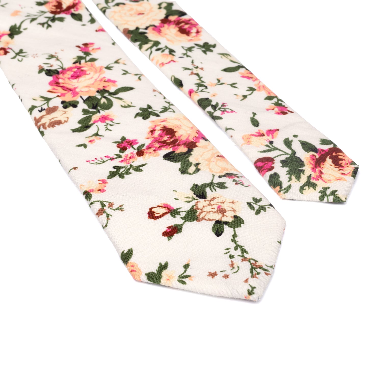 Olivia Cream Botanical Floral Print Cotton Tie