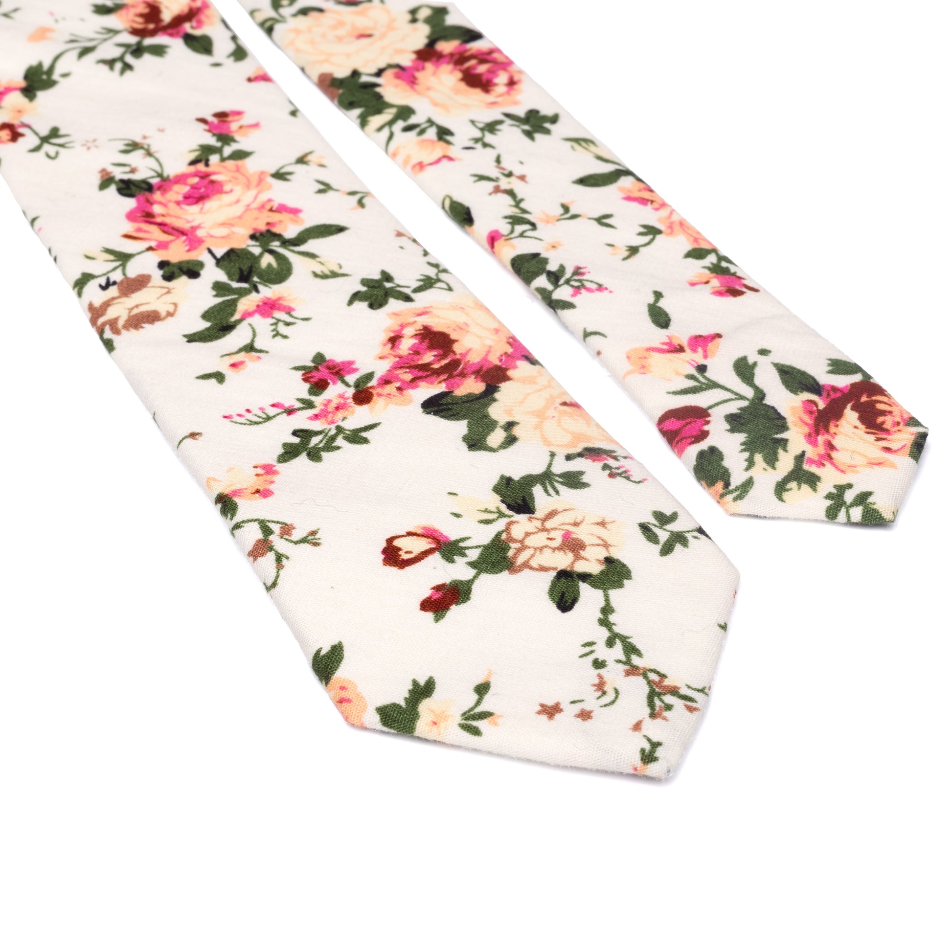 Olivia Cream Botanical Floral Print Cotton Tie