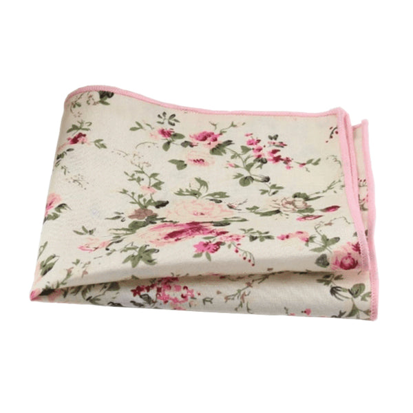 Olivia Cream Botanical Floral Tie and Pocket Square Set