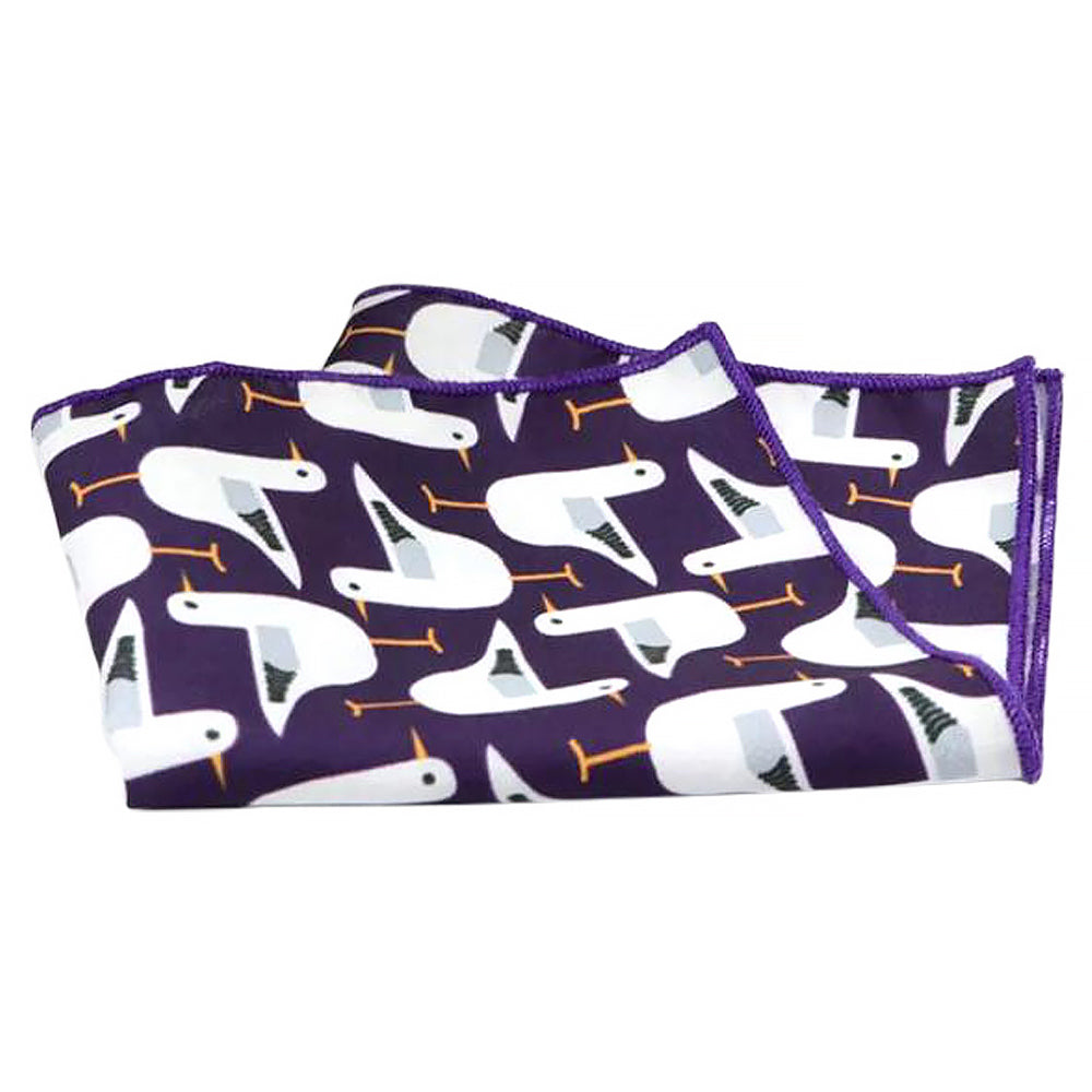 Blue Seagull Bird Print Cotton Pocket Square