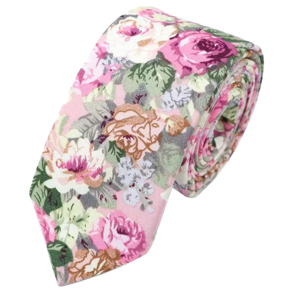 Penelope Pink Floral Tie and Pocket Square Set