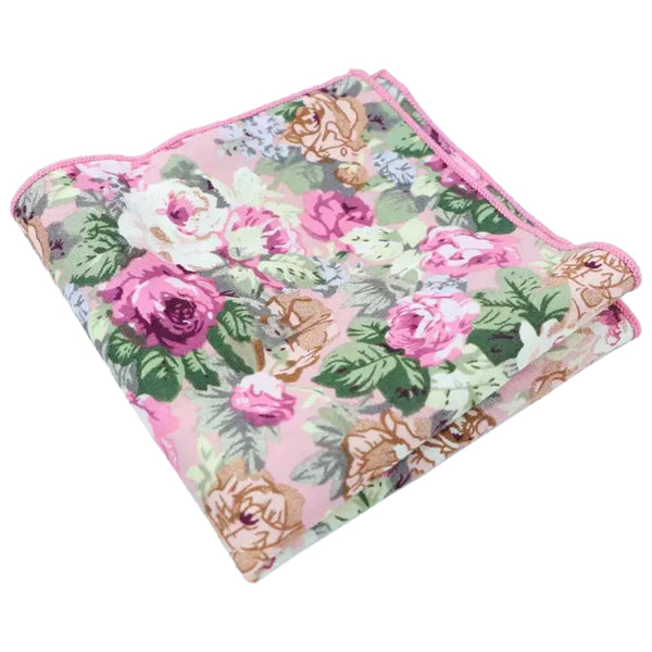 Tallulah Dusty Pink Wool Tie and Pink Floral Cotton Pocket Square Set