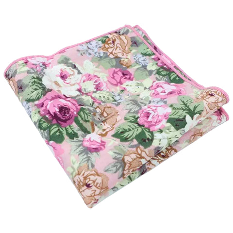 Penelope Pink Floral Cotton Pocket Square