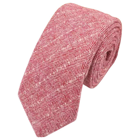 Ralphy Red Herringbone Tweed Tie