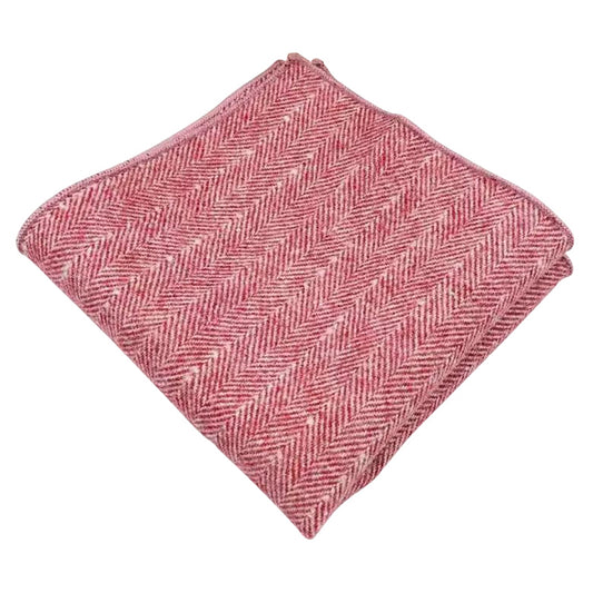 Ralphy Red Herringbone Tweed Pocket Square