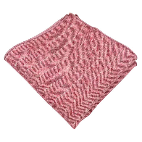 Ralphy Red Herringbone Tweed Pocket Square