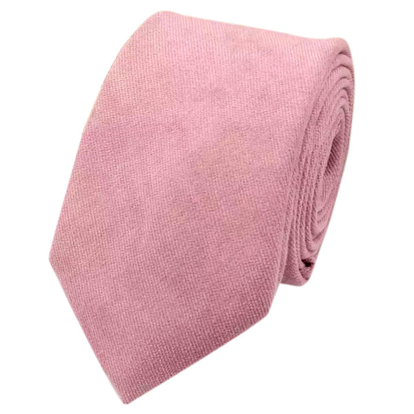 Rose Dusty Cinnamon Rose Pink Cotton Tie and Blue Floral Pocket Square Set