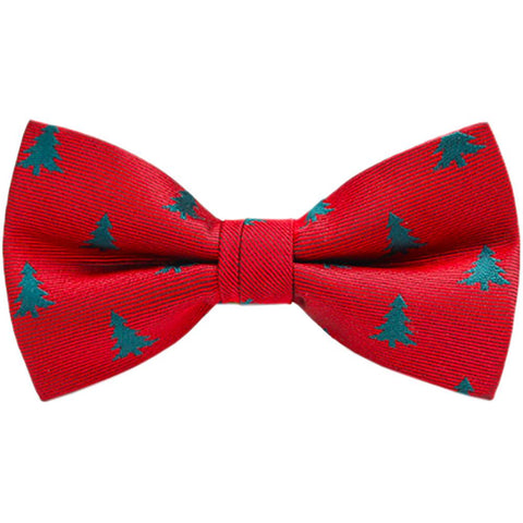 Festive Christmas Tree Red Bow Tie
