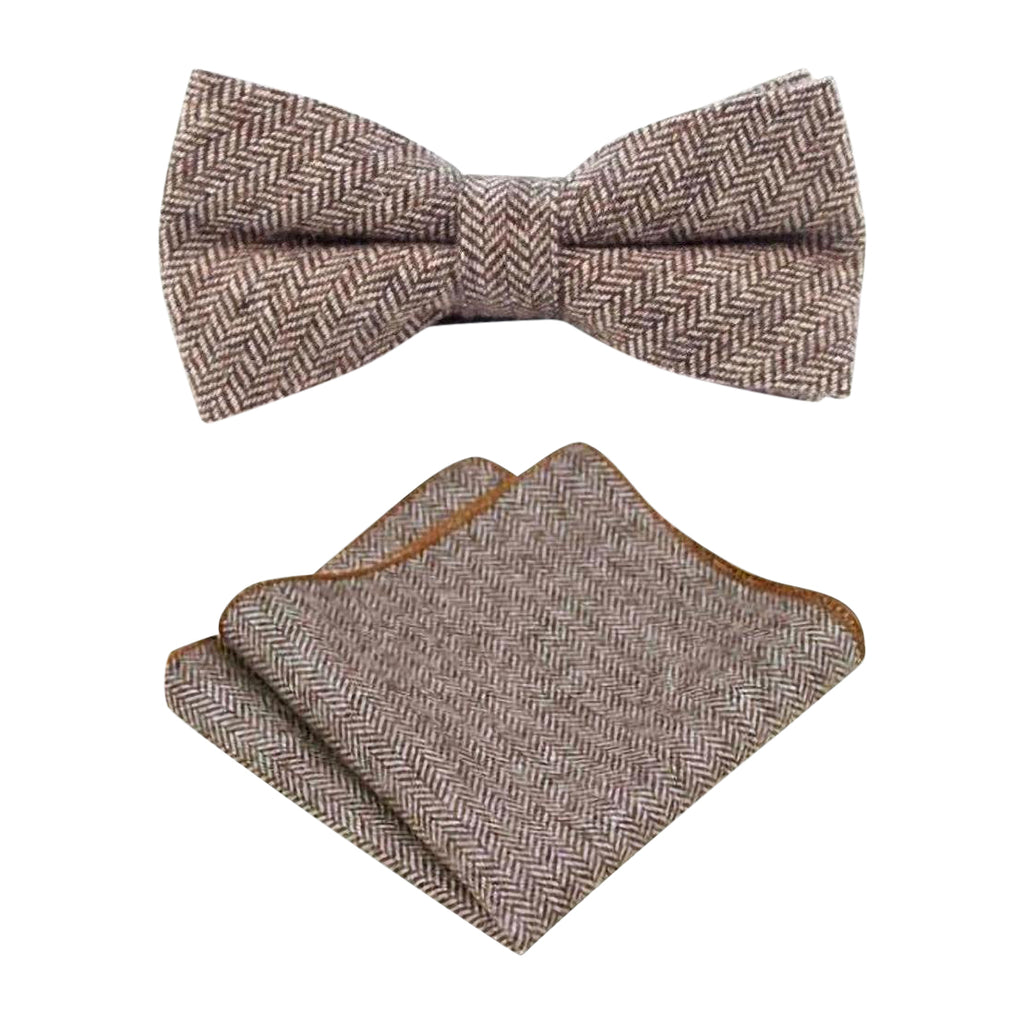 Stanley Brown Tweed Bow Tie & Pocket Square Set