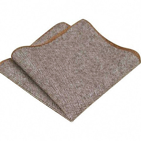 Stanley Vintage Wool Brown Herringbone Pocket Square