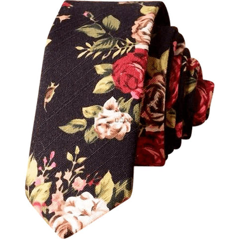 Vesper Floral Cotton Skinny Tie