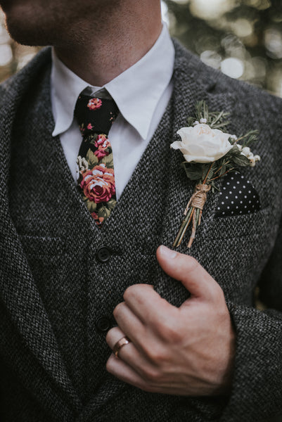 Vesper Floral Cotton Skinny Tie