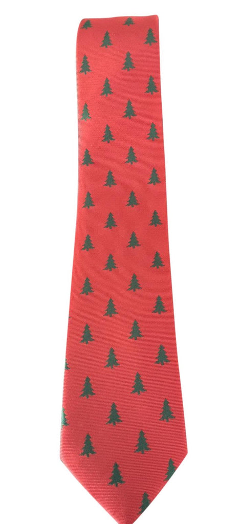 Red And Green Festive Christmas Tree Neck Tie