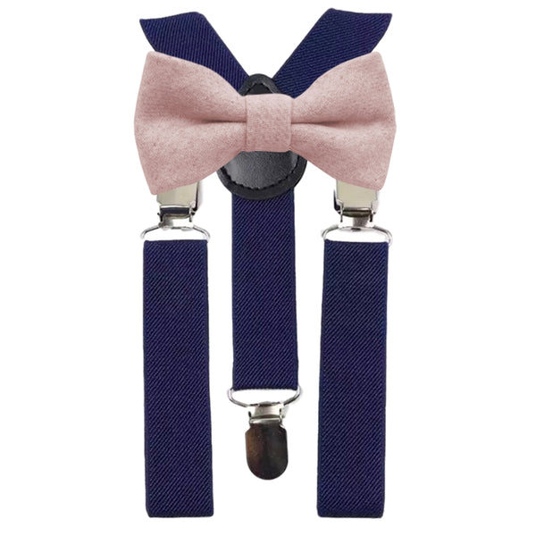 Leah Boys Dusty Pink Bow Tie and Navy Braces