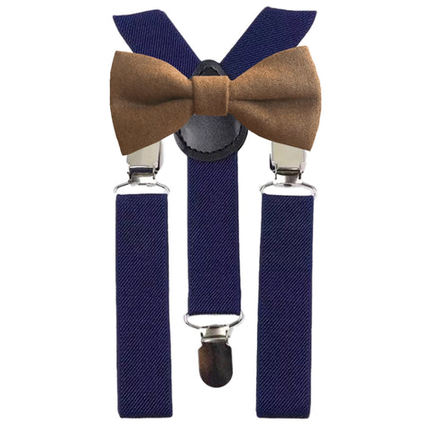 Rufus Boys Brown Bow Tie and Navy Braces