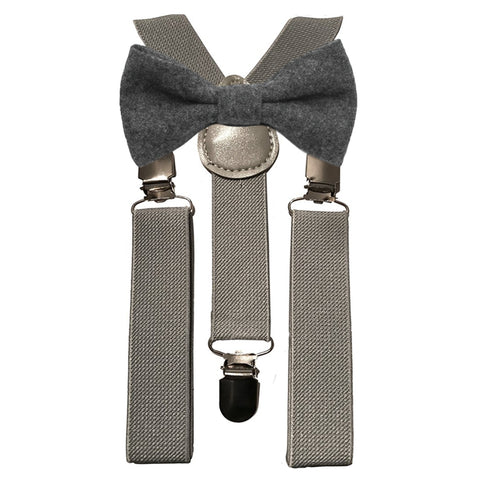 Jessica Boys Charcoal Grey Bow Tie and Grey Braces