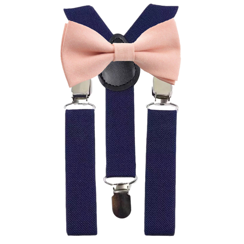 Romeo Boys Blush Pink Bow Tie and Navy Braces