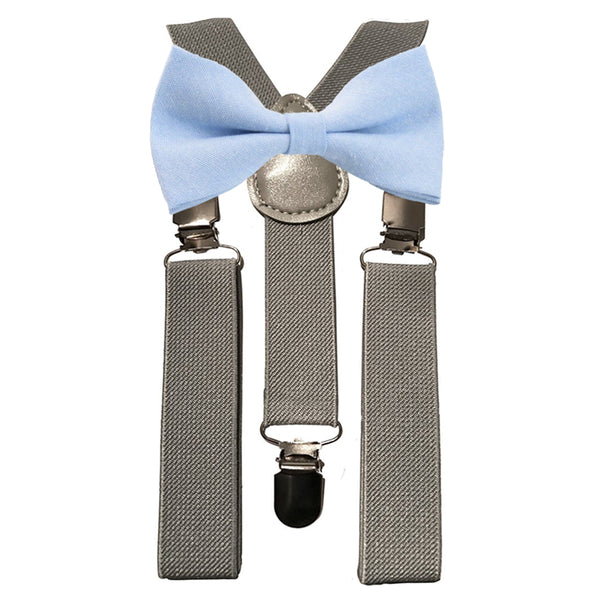 Leo Boys Blue Bow Tie and Grey Braces