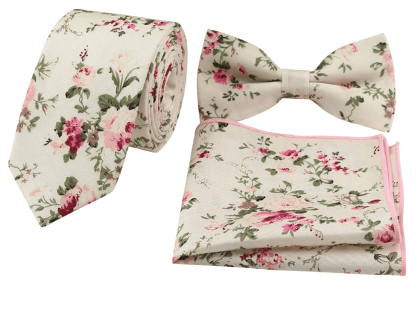 Olivia Cream Floral Bow Tie