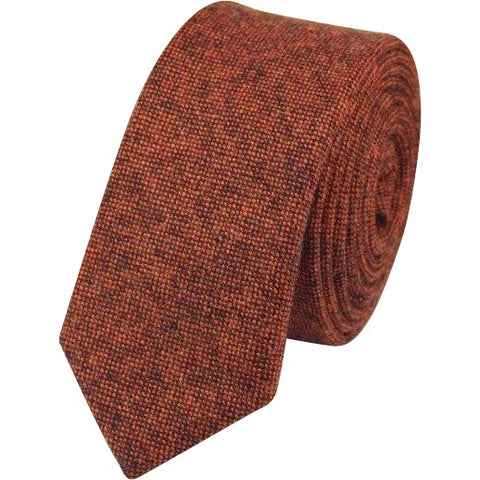 Ruby: The Vintage Dark Rusty Red Tweed Skinny Tie