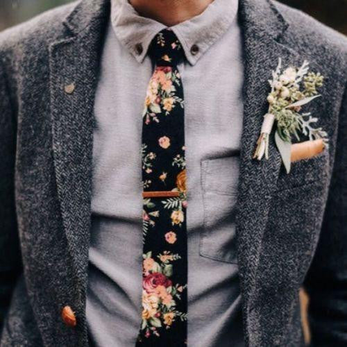 Vesper: The Vintage Black Floral Skinny Tie and Pocket Square. Step into summer with some lovely floral ties and pocket squares! Click to view the collection now.